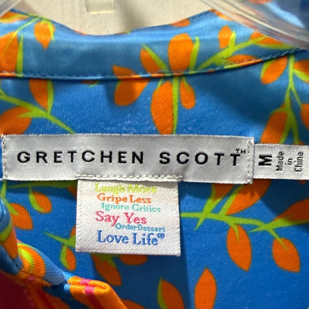 Gretchen Scott Designs Blue and Orange Tropical Dress - Picture 2 of 7